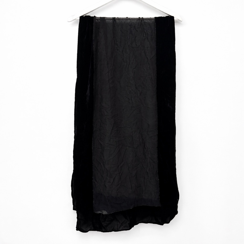Unbranded Black Velour Scarf Rectangle Mesh Sheer Vintage Accessory Formal